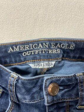 American Eagle Outfitters Skinny Jeans - Indigo Blue with Gold Stitching